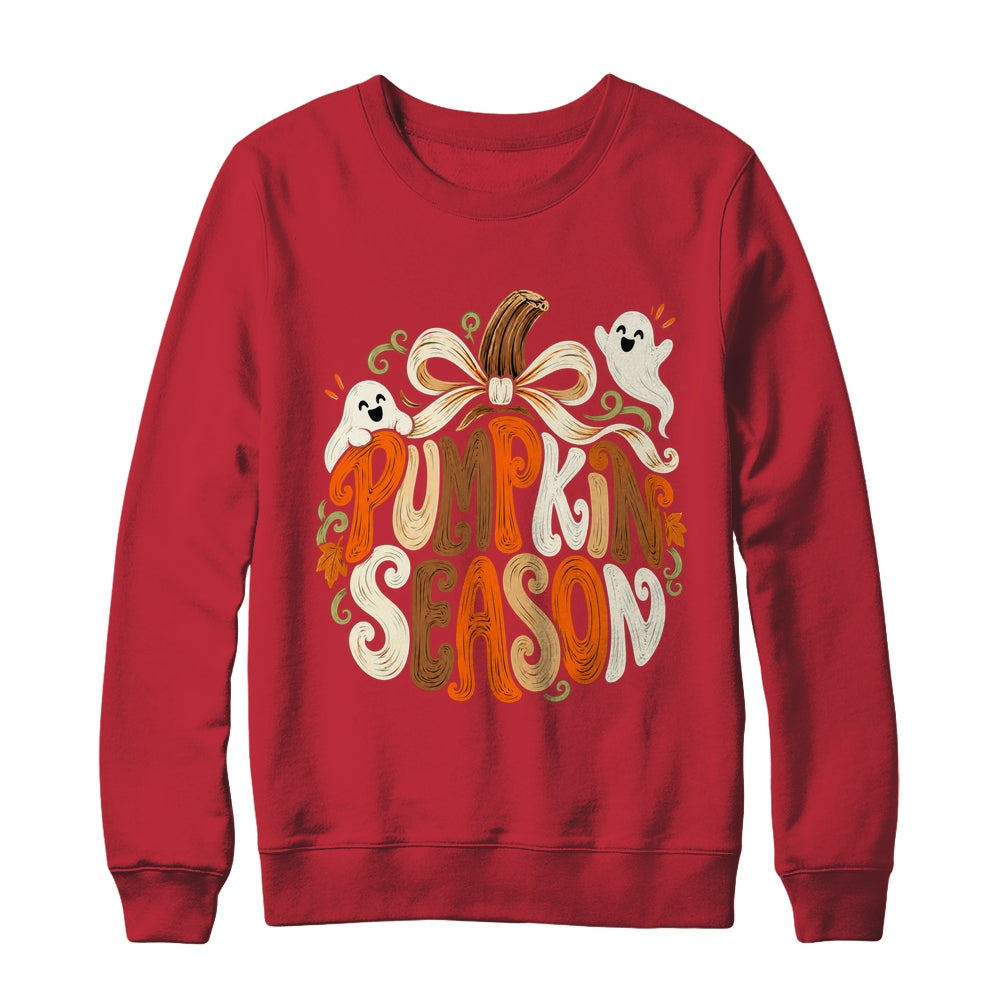 Retro Pumpkin Season Pumpkin Spice Coquette Bow Fall Autumn Shirt & Sweatshirt | teecentury