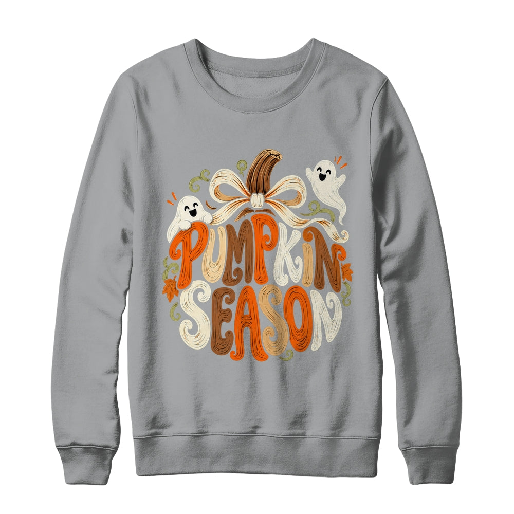Retro Pumpkin Season Pumpkin Spice Coquette Bow Fall Autumn Shirt & Sweatshirt | teecentury