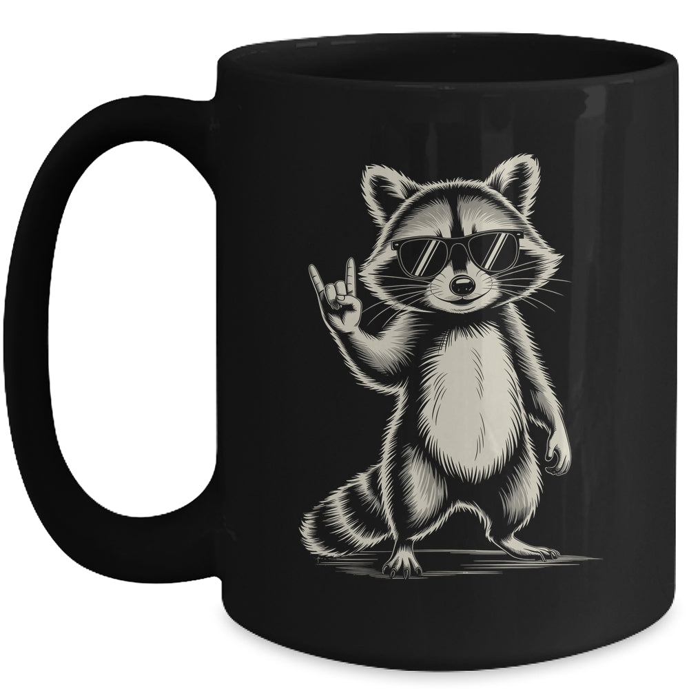 Retro Raccoon Rock Music For Men Women Funny Raccoon Mug | teecentury
