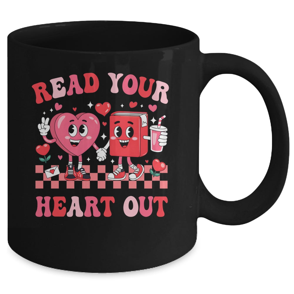 Retro Read Your Heart Out Valentine's Day Teacher Bookish Mug | teecentury