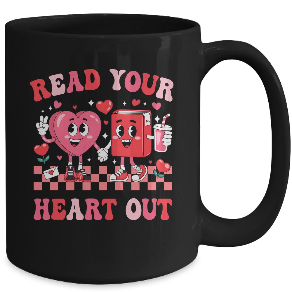 Retro Read Your Heart Out Valentine's Day Teacher Bookish Mug | teecentury
