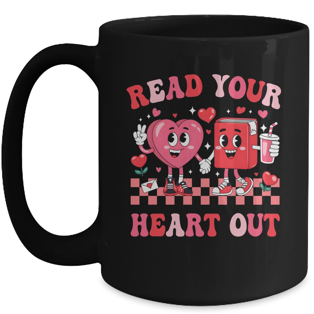 Retro Read Your Heart Out Valentine's Day Teacher Bookish Mug | teecentury