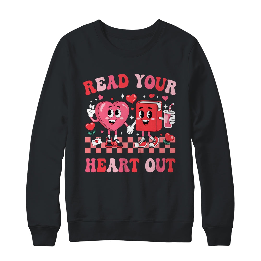 Retro Read Your Heart Out Valentine's Day Teacher Bookish Shirt & Sweatshirt | teecentury