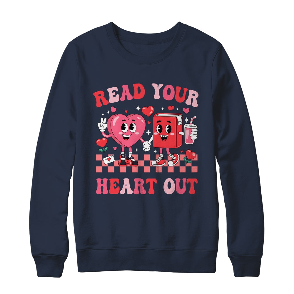 Retro Read Your Heart Out Valentine's Day Teacher Bookish Shirt & Sweatshirt | teecentury