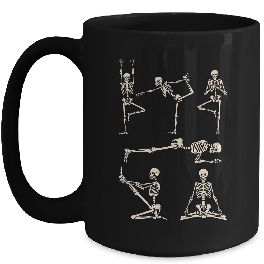 Retro Skeleton Yoga Funny Balance Halloween Costume Mug | teecentury