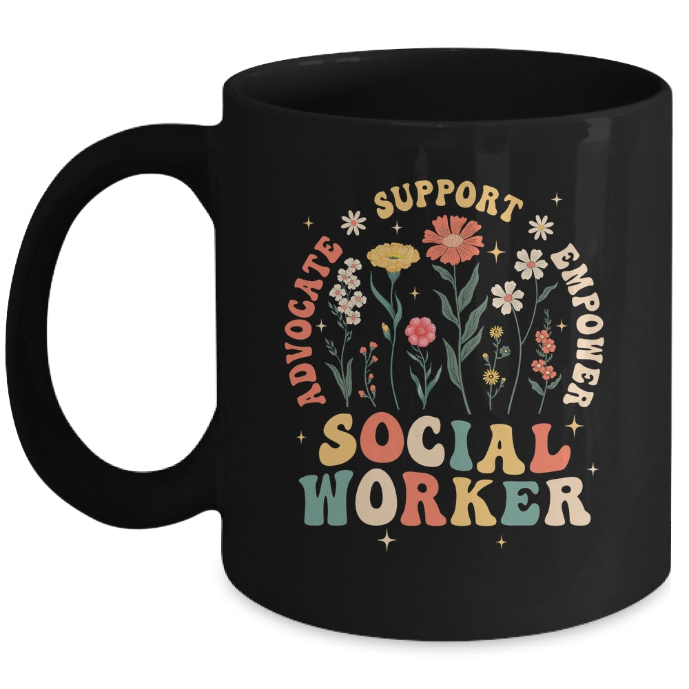 Retro Social Worker Vintage Floral Boho Social Work Life Mug | teecentury