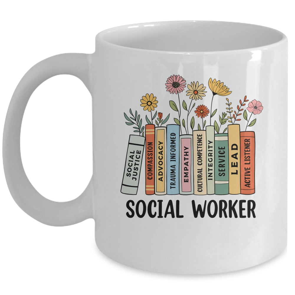 Retro Social Worker Wildflowers Advocate Social Justice Mug | teecentury