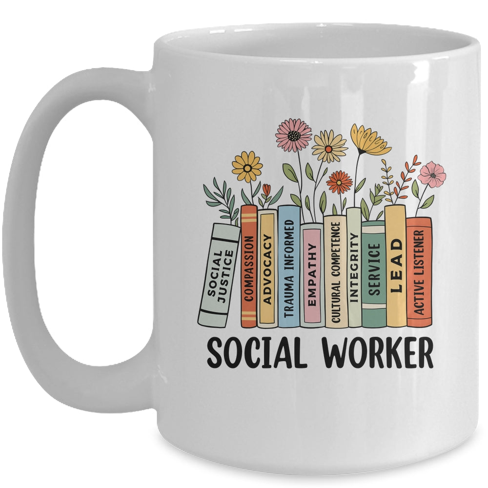 Retro Social Worker Wildflowers Advocate Social Justice Mug | teecentury