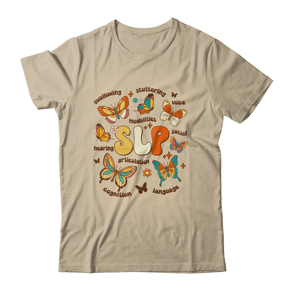 Retro Speech Therapy Butterfly Speech Language Pathologist Shirt & Tank Top | teecentury