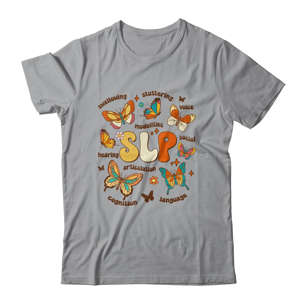 Retro Speech Therapy Butterfly Speech Language Pathologist Shirt & Tank Top | teecentury