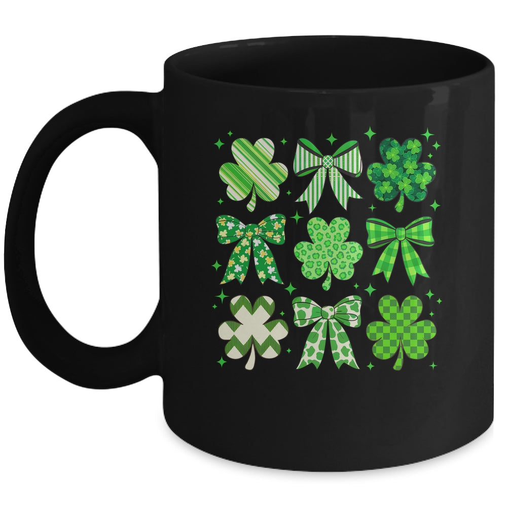 Retro St.Patricks Day Lucky Shamrock Coquette Bow Girl Women Mug | teecentury