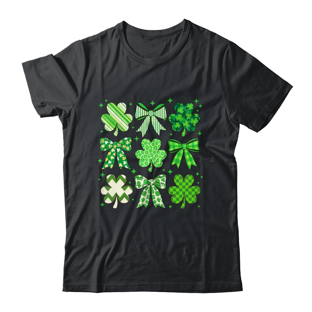 Retro St.Patricks Day Lucky Shamrock Coquette Bow Girl Women Shirt & Hoodie | teecentury