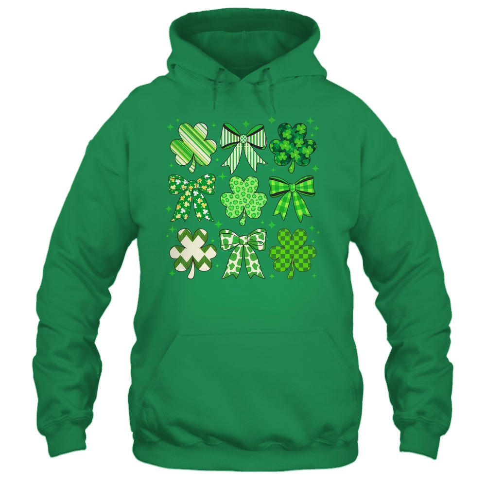 Retro St.Patricks Day Lucky Shamrock Coquette Bow Girl Women Shirt & Hoodie | teecentury