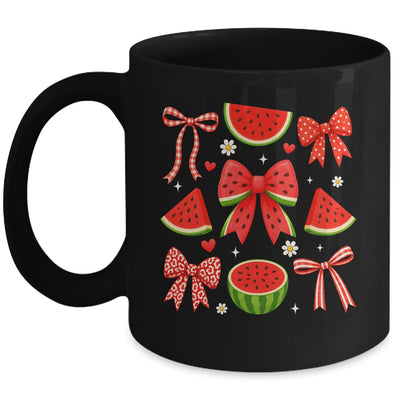 Retro Summer Vibes Coquette Bow Summer Watermelon Vacation Mug | teecentury