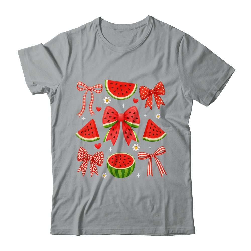 Retro Summer Vibes Coquette Bow Summer Watermelon Vacation Shirt & Tank Top | teecentury