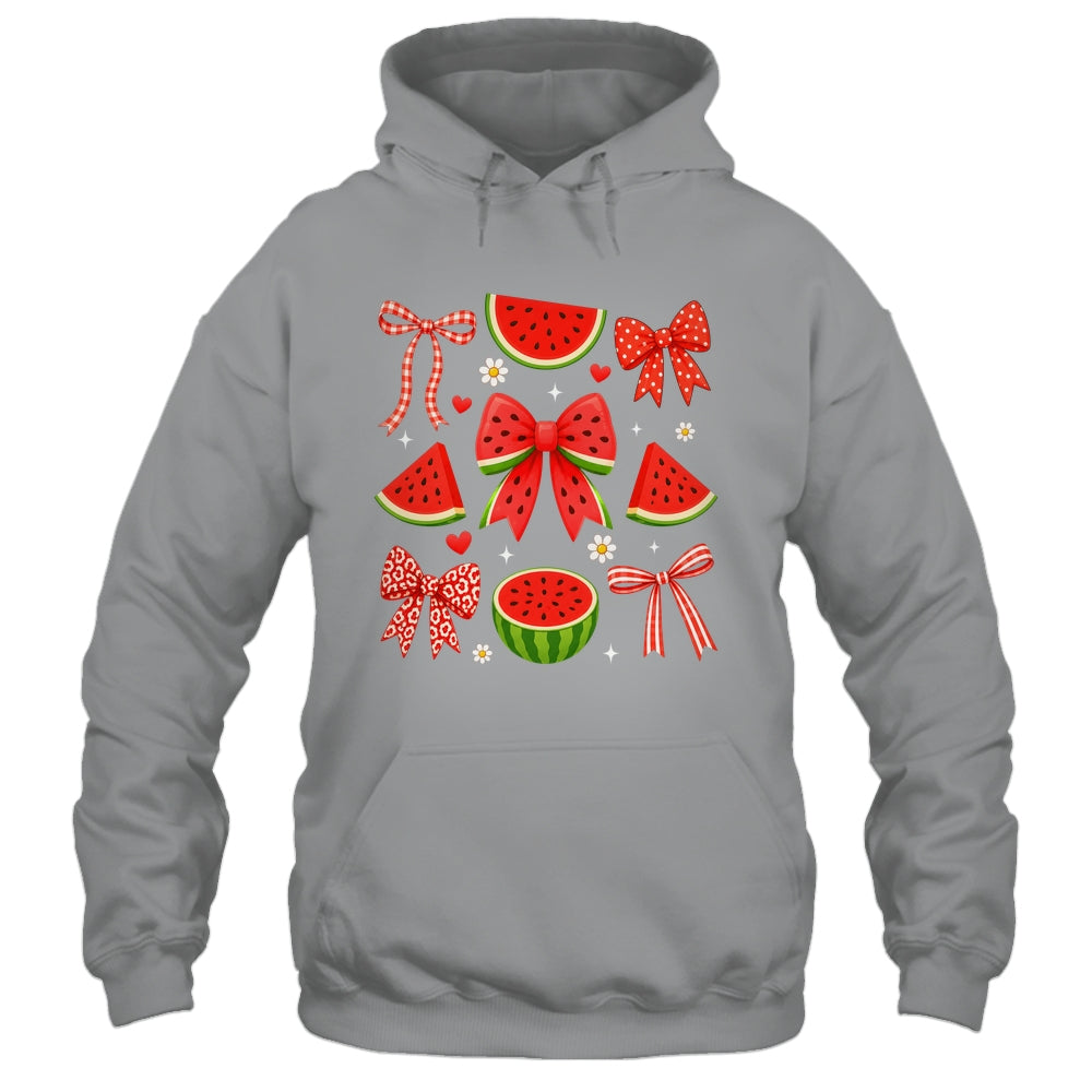 Retro Summer Vibes Coquette Bow Summer Watermelon Vacation Shirt & Tank Top | teecentury