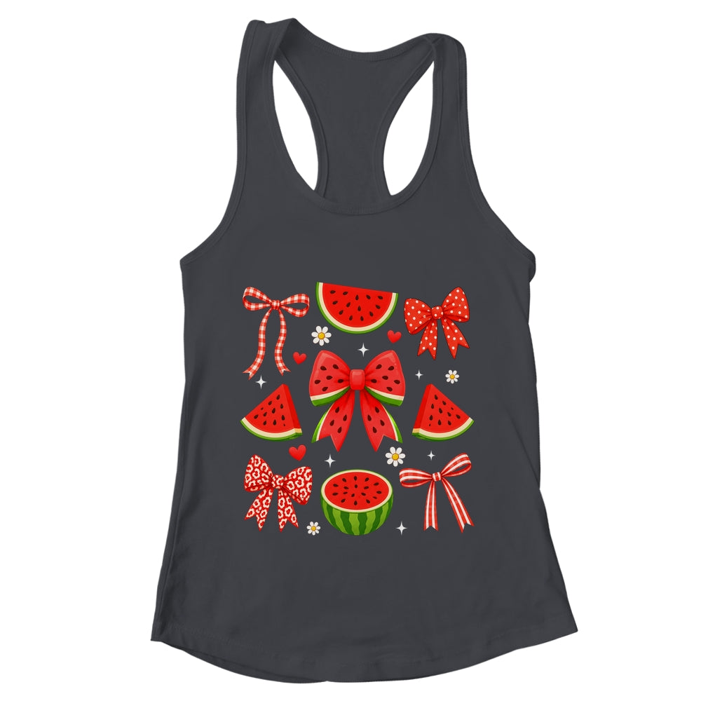 Retro Summer Vibes Coquette Bow Summer Watermelon Vacation Shirt & Tank Top | teecentury