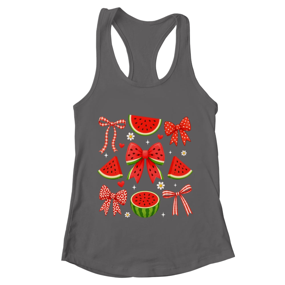 Retro Summer Vibes Coquette Bow Summer Watermelon Vacation Shirt & Tank Top | teecentury