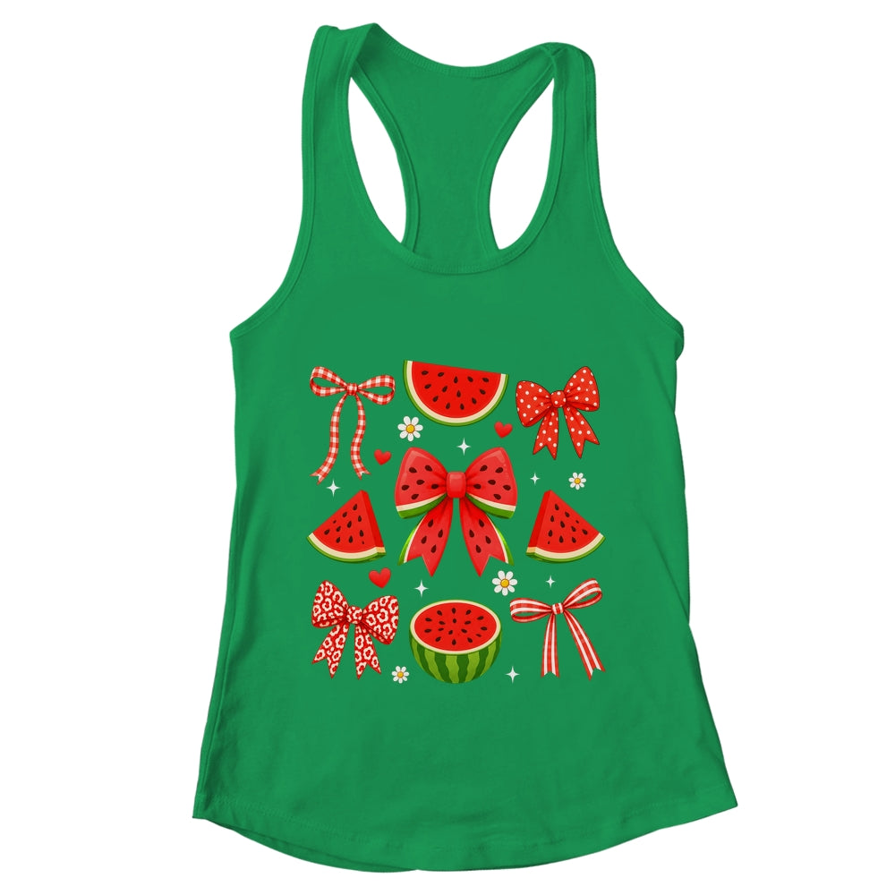 Retro Summer Vibes Coquette Bow Summer Watermelon Vacation Shirt & Tank Top | teecentury