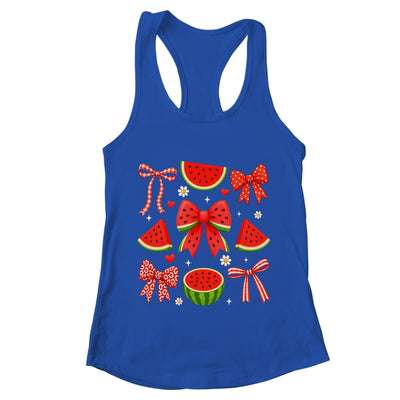Retro Summer Vibes Coquette Bow Summer Watermelon Vacation Shirt & Tank Top | teecentury