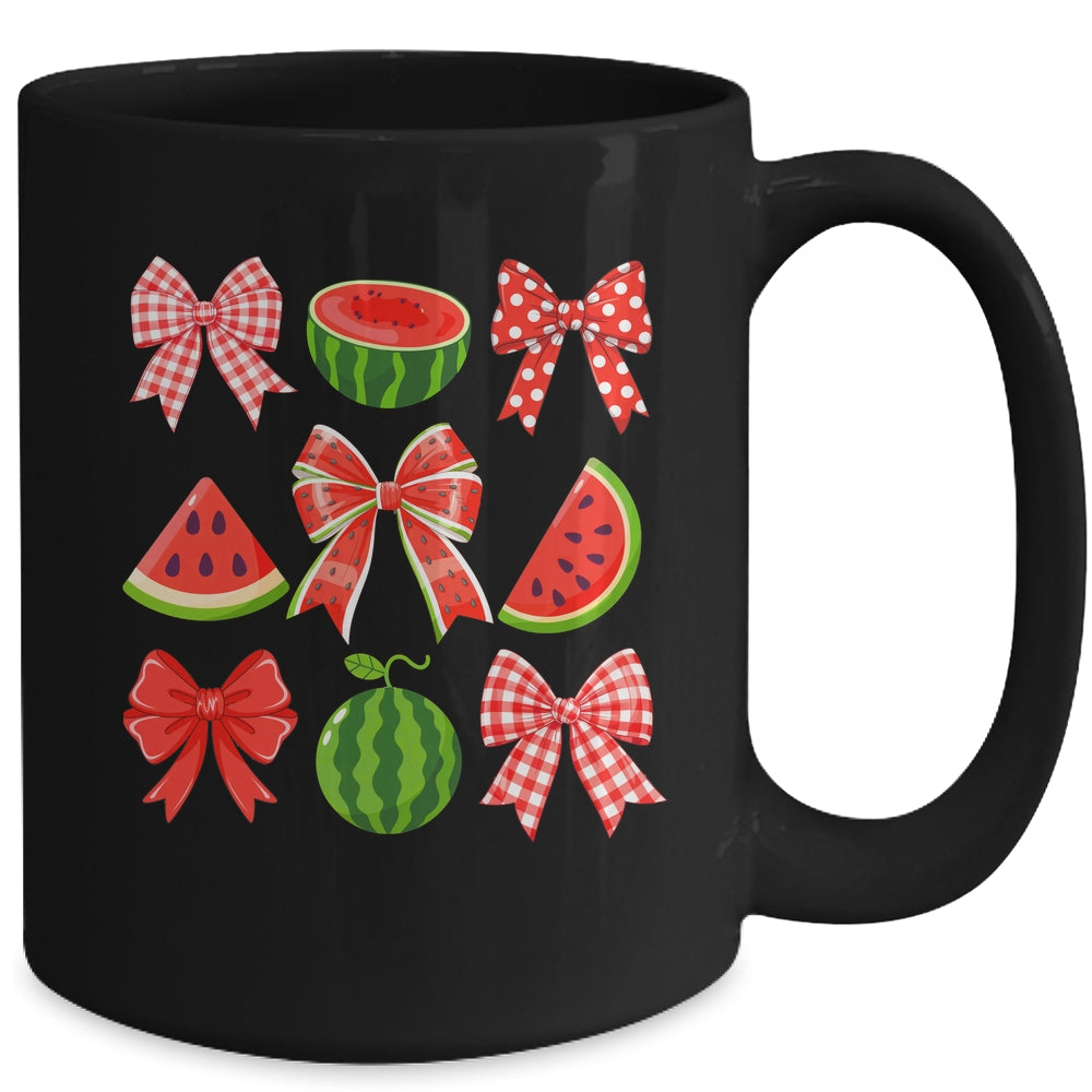 Retro Summer Vibes Coquette Bow Watermelon Summer Vacation Mug | teecentury