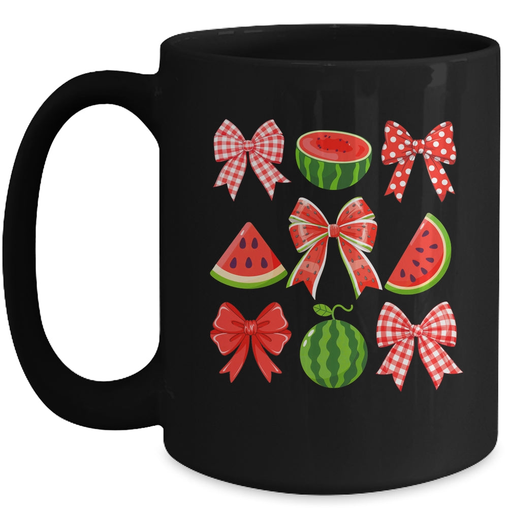 Retro Summer Vibes Coquette Bow Watermelon Summer Vacation Mug | teecentury