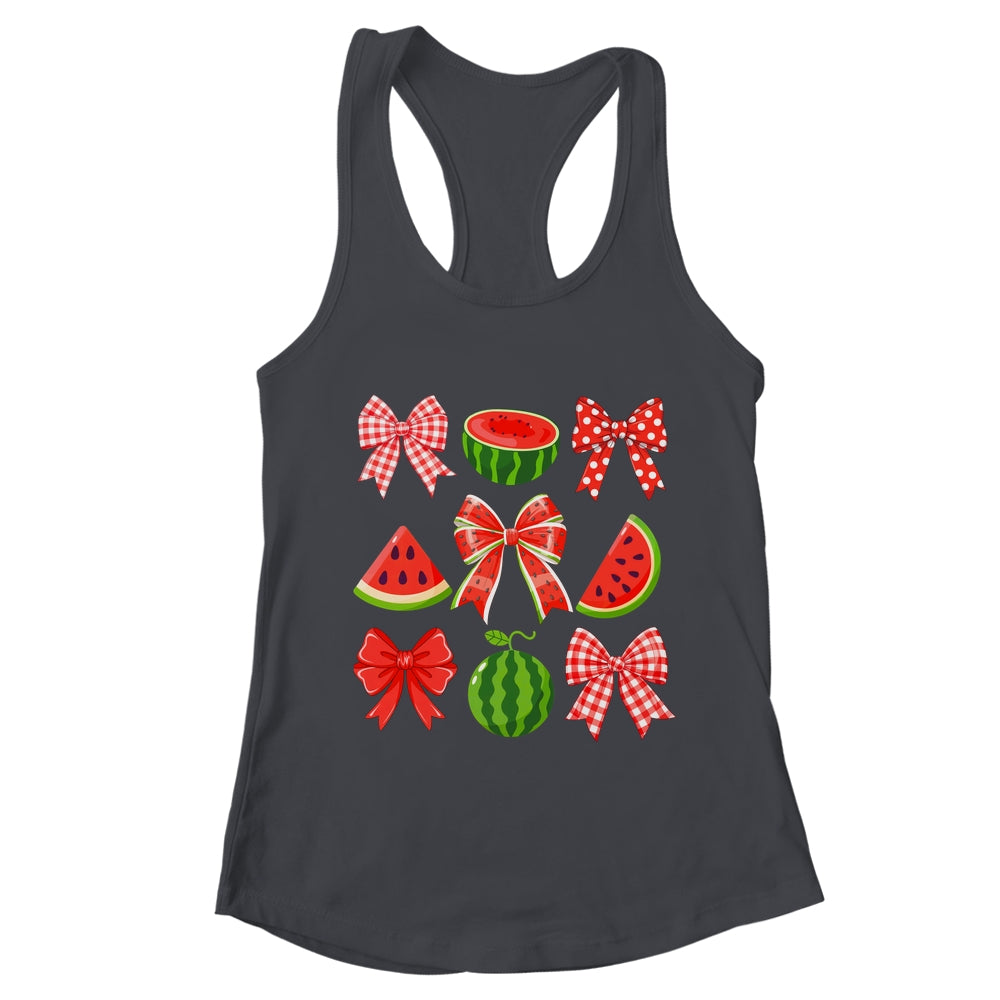 Retro Summer Vibes Coquette Bow Watermelon Summer Vacation Shirt & Tank Top | teecentury