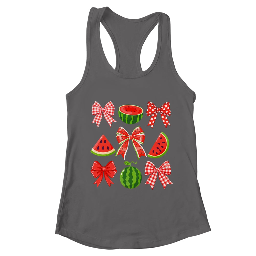 Retro Summer Vibes Coquette Bow Watermelon Summer Vacation Shirt & Tank Top | teecentury