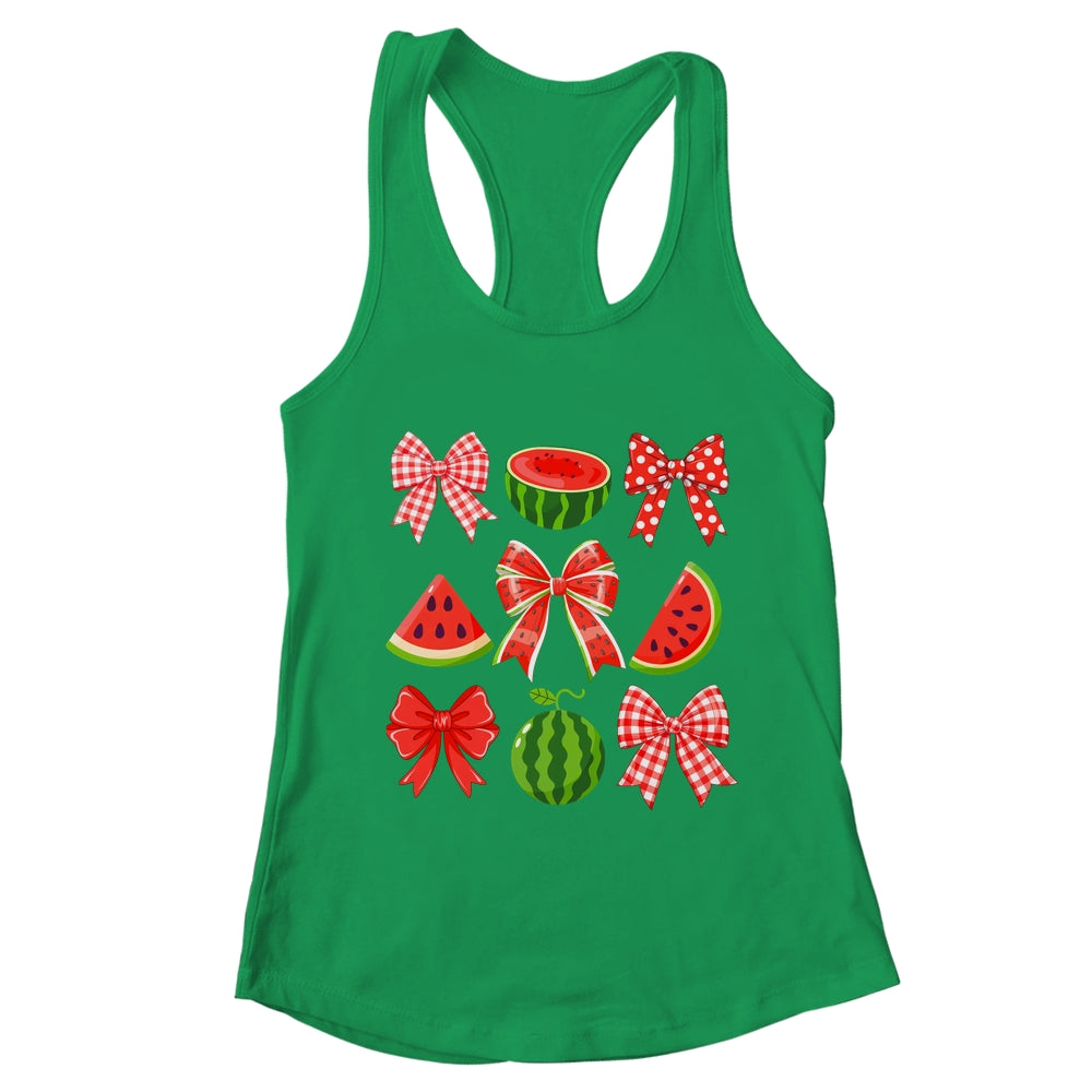 Retro Summer Vibes Coquette Bow Watermelon Summer Vacation Shirt & Tank Top | teecentury