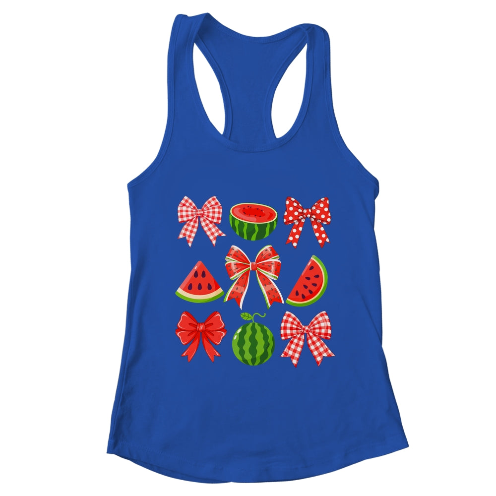 Retro Summer Vibes Coquette Bow Watermelon Summer Vacation Shirt & Tank Top | teecentury