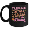 Retro Take Me To The Pumpkin Patch Flowers Fall Thanksgiving Mug | teecentury