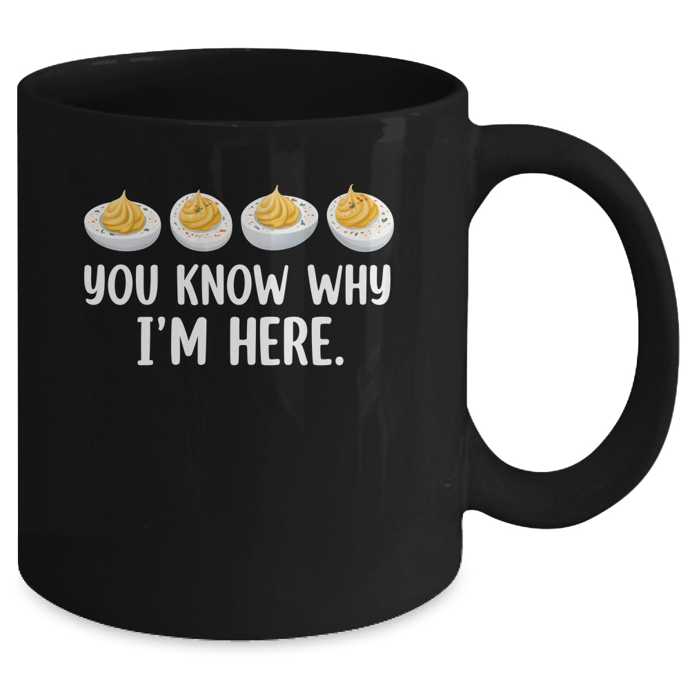 Retro Thanksgiving You Know Why I'm Here Deviled Egg Funny Mug | teecentury