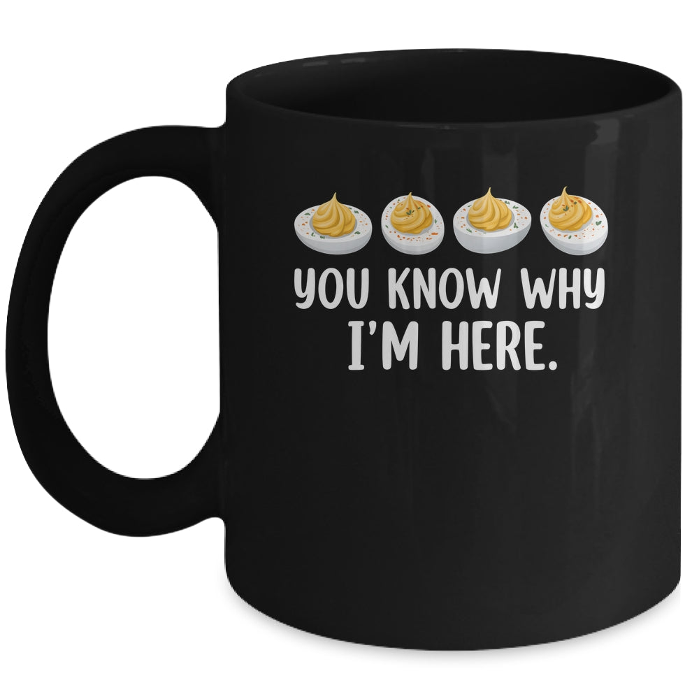 Retro Thanksgiving You Know Why I'm Here Deviled Egg Funny Mug | teecentury