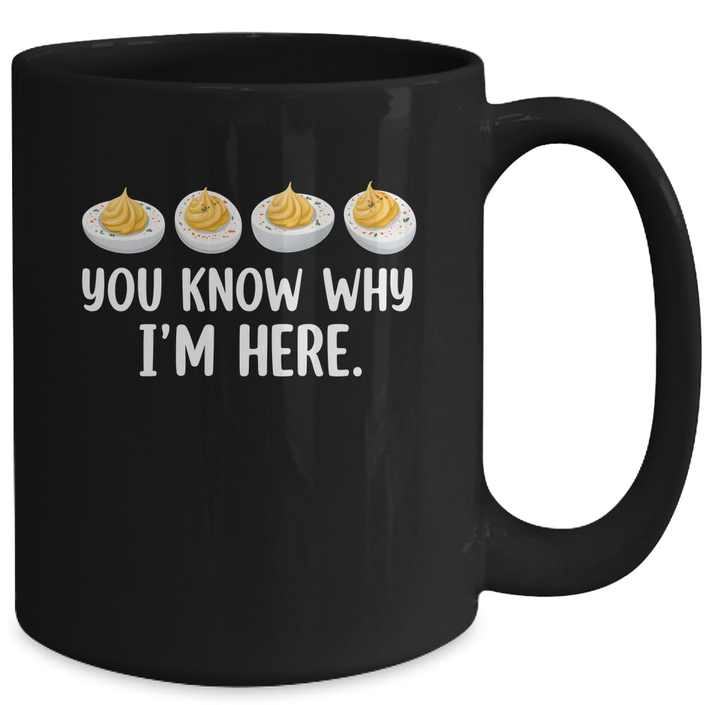Retro Thanksgiving You Know Why I'm Here Deviled Egg Funny Mug | teecentury