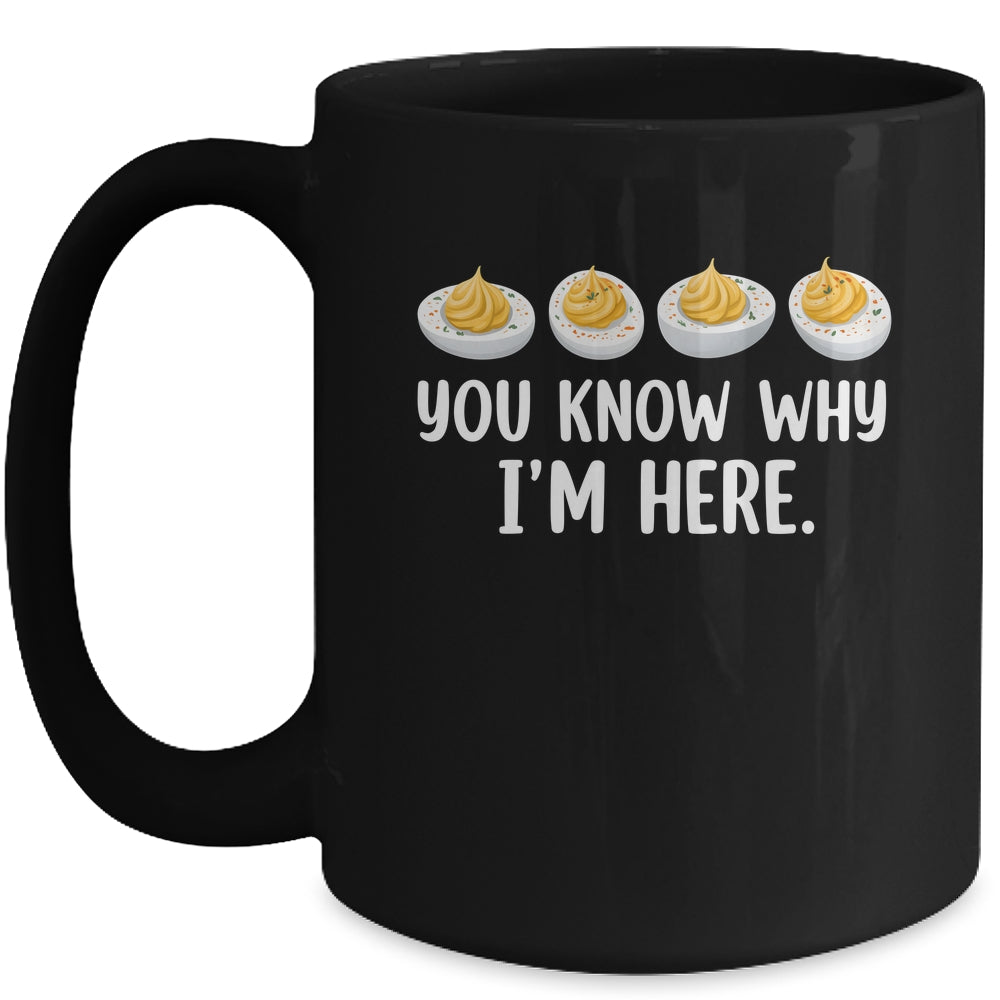 Retro Thanksgiving You Know Why I'm Here Deviled Egg Funny Mug | teecentury