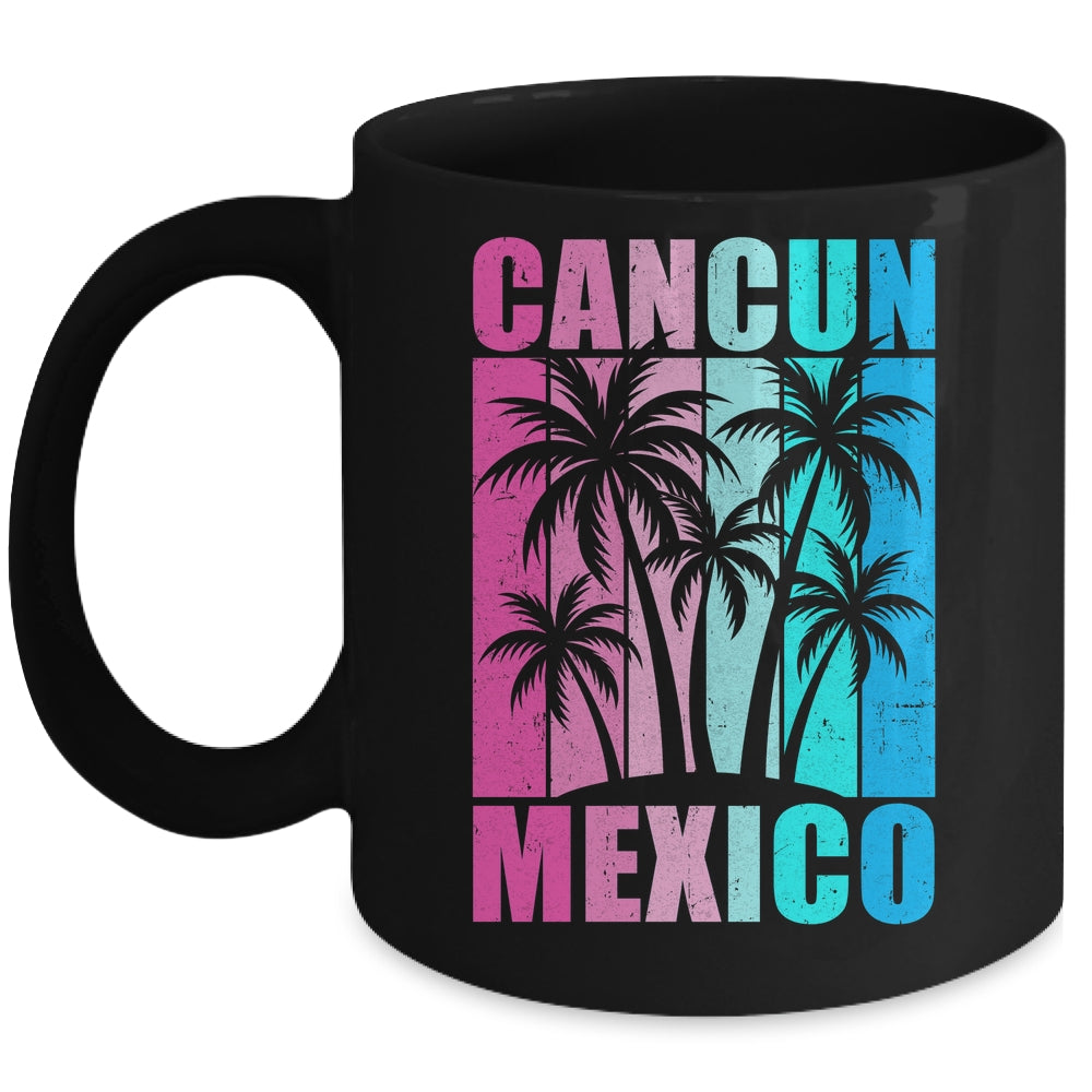 Retro Tropical Sunset Cancun Beach Mexico Summer Vibes Mug | teecentury