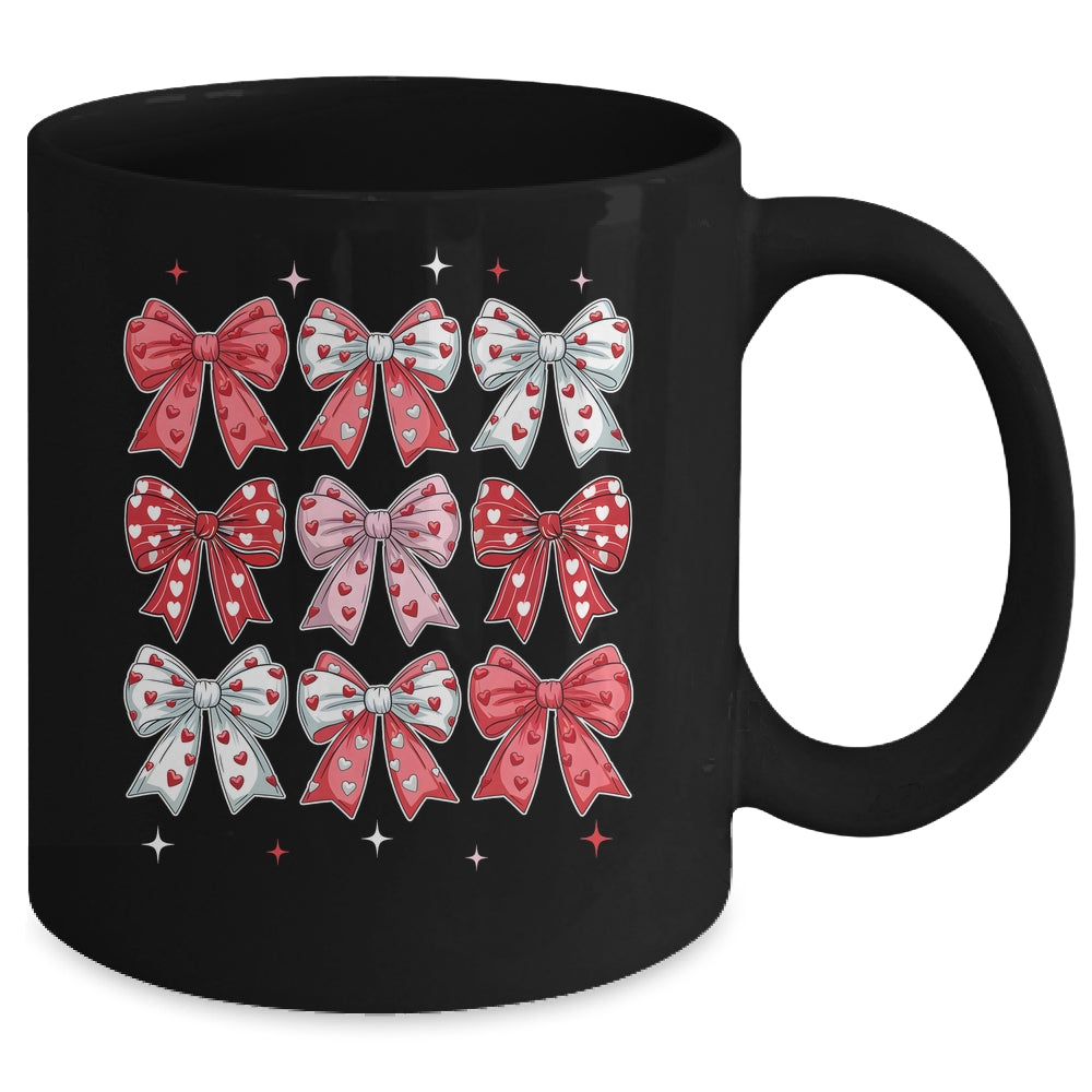 Retro Valentine's Day Heart Coquette Bow Women Kids Girl Mug | teecentury