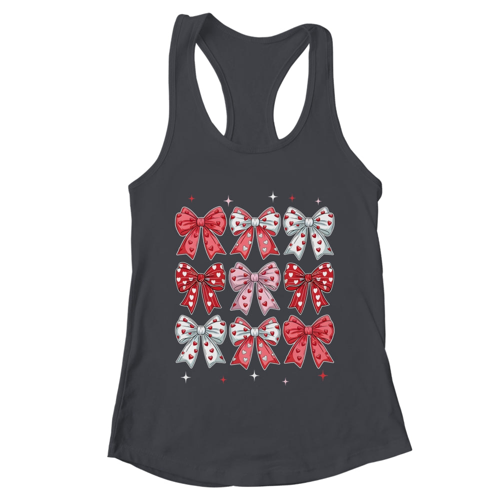 Retro Valentine's Day Heart Coquette Bow Women Kids Girl Shirt & Tank Top | teecentury