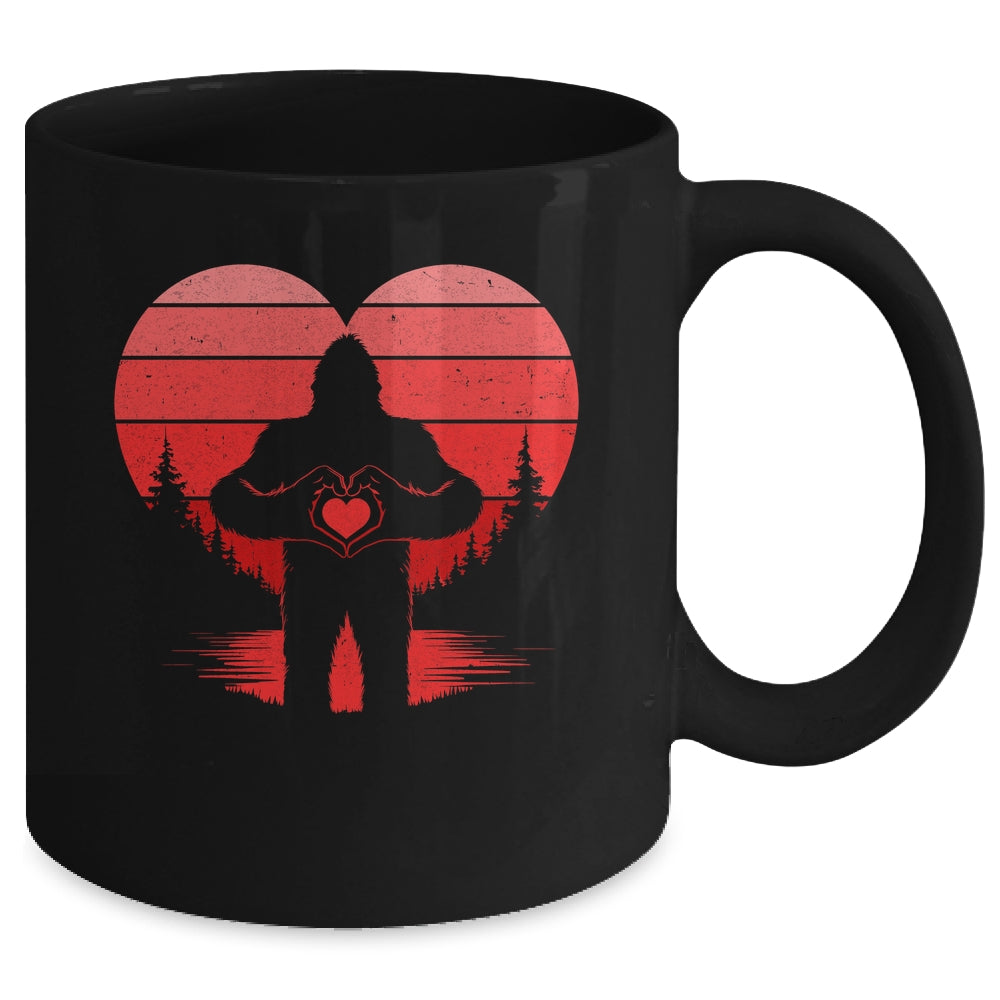 Retro Valentines Day Bigfoot Sasquatch Heart Boy Kids Funny Mug | teecentury