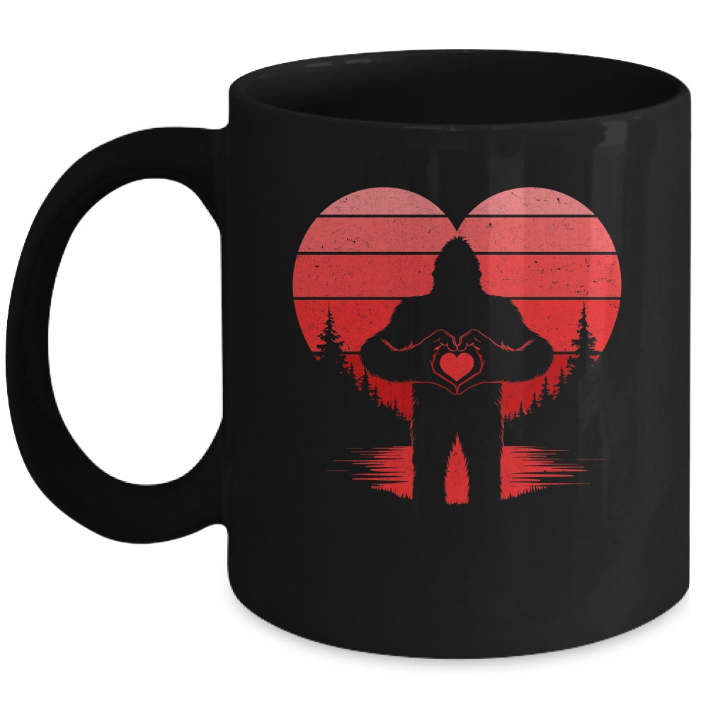 Retro Valentines Day Bigfoot Sasquatch Heart Boy Kids Funny Mug | teecentury