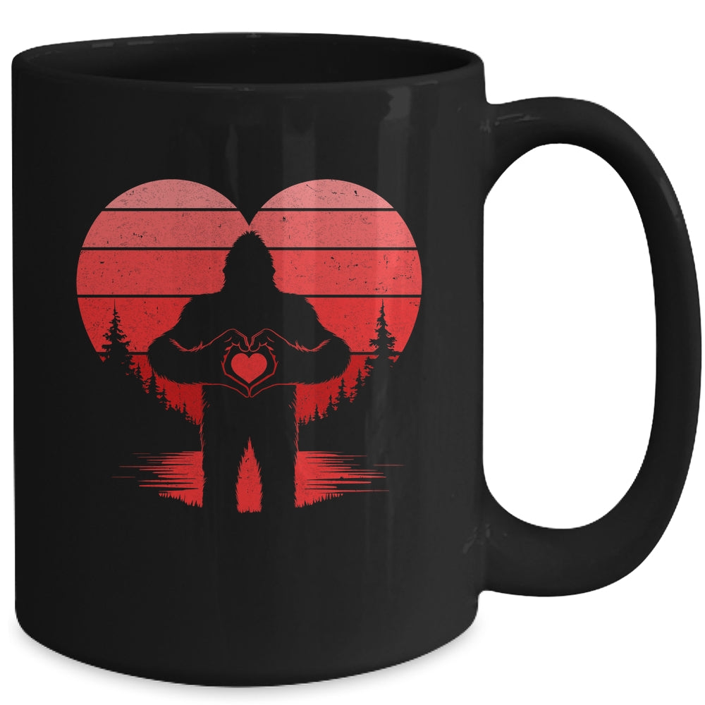 Retro Valentines Day Bigfoot Sasquatch Heart Boy Kids Funny Mug | teecentury