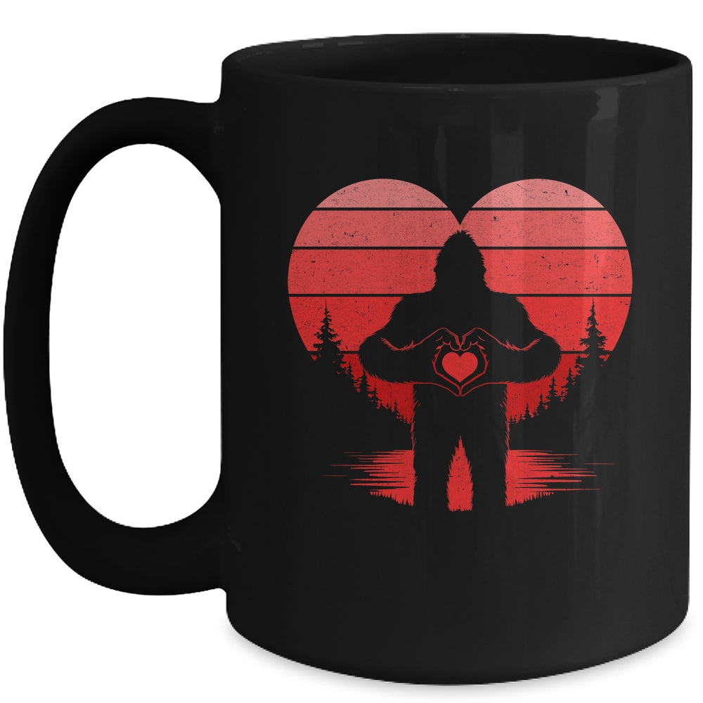 Retro Valentines Day Bigfoot Sasquatch Heart Boy Kids Funny Mug | teecentury