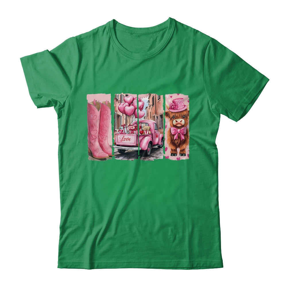 Retro Valentines Day Town Western Highland Cow Women Girls Shirt & Sweatshirt | teecentury