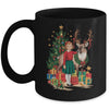 Retro Vintage Christmas 1950 1960 Girl Reindeer Xmas Tree Mug | teecentury
