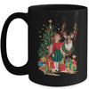 Retro Vintage Christmas 1950 1960 Girl Reindeer Xmas Tree Mug | teecentury
