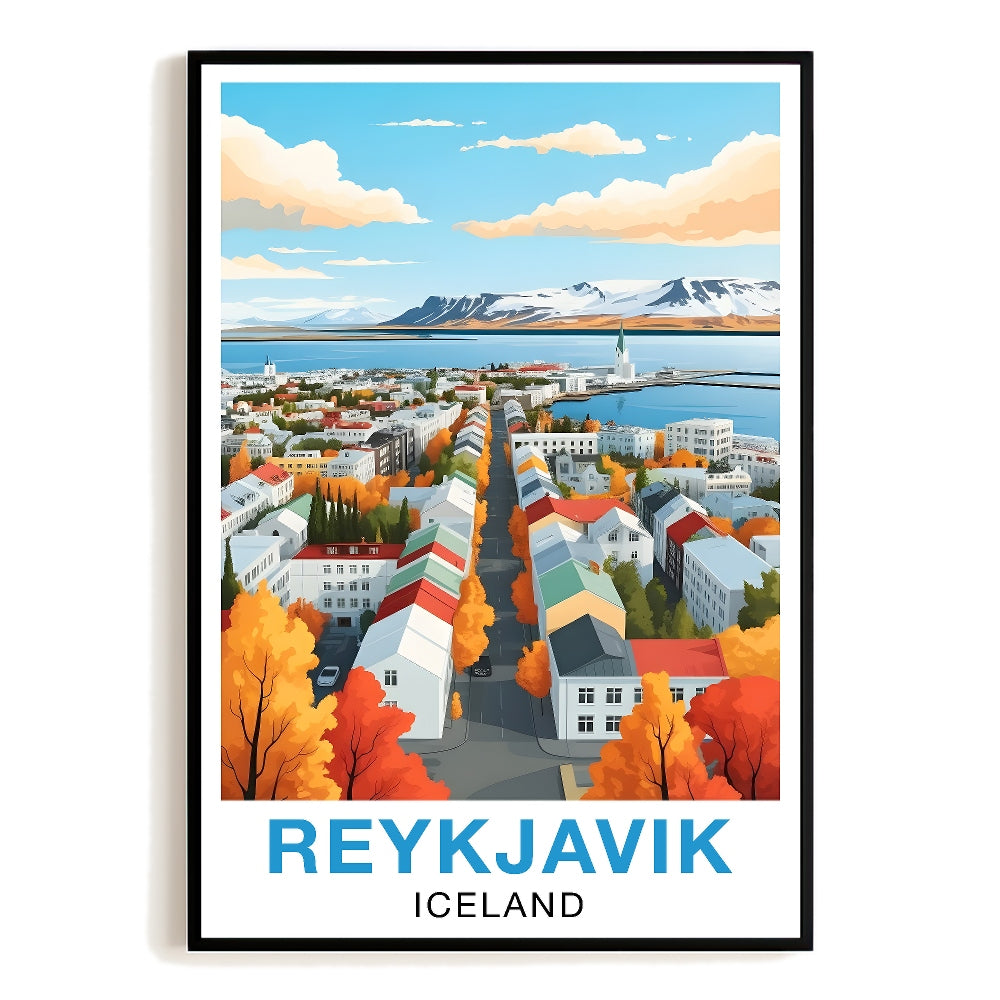 Reykjavik Iceland Vintage Travel Poster Nature City Wall Art Landscape Prints Paintings Picture For Home Room Living Room Office Bedroom Aesthetic Decor Unframed | teecentury