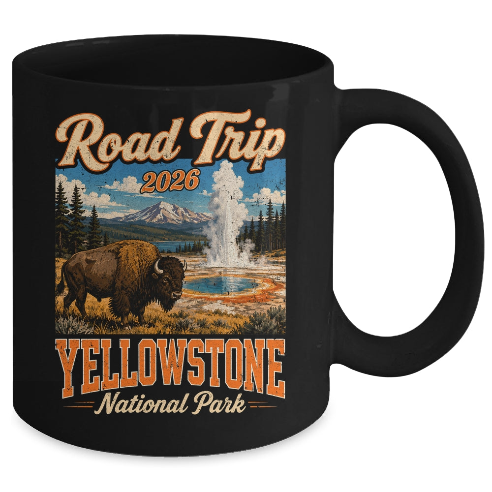 Road Trip 2026 Yellowstone National Park Bison Men Women Mug | teecentury