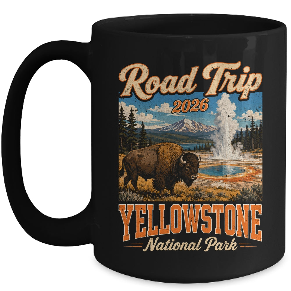 Road Trip 2026 Yellowstone National Park Bison Men Women Mug | teecentury