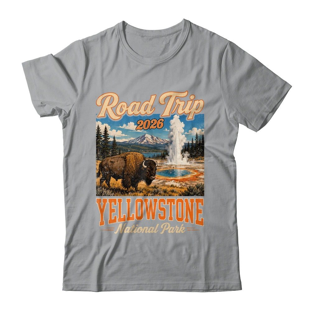 Road Trip 2026 Yellowstone National Park Bison Men Women Shirt & Tank Top | teecentury
