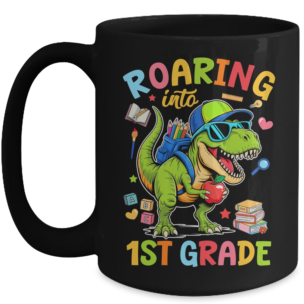 Roaring Into 1st Grade Back To School Boys T-Rex Dinosaur Mug | teecentury